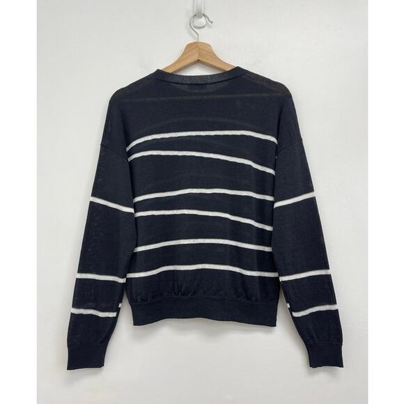Peserico Linen-Blend Luxury Italy Asymmetric Metallic Stripe Sweater Size 38/XS - Picture 2 of 12